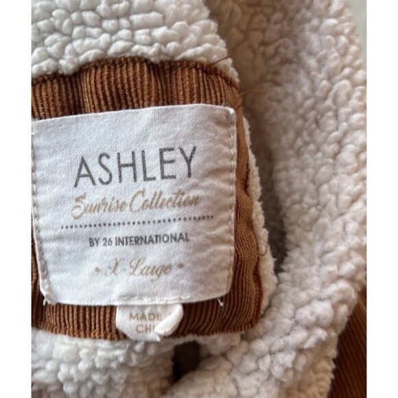 Ashley Sunrise Collection Tan Coruroy Sherpa Trucker Jacket XL Barn Coat Chores - Picture 10 of 12